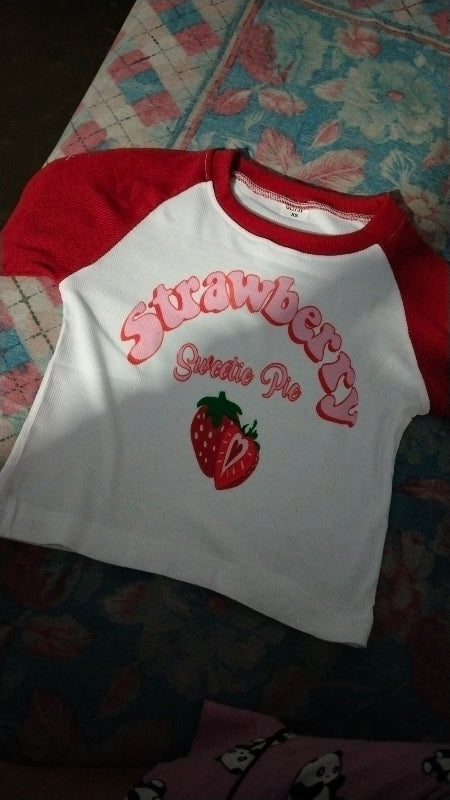 Strawberry Sweetheart Raglan Crop Top