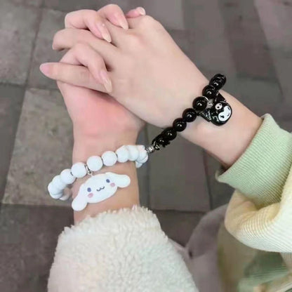 Kuromi & cinnamon roll sanrio Beads Cutesy Bracelet With USB Charger Pair of 1