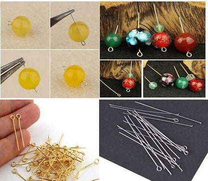 Jewelry Making Eye Pins – Gold and Silver Finish – Ideal for Beading and Crafting