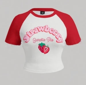 Strawberry Sweetheart Raglan Crop Top